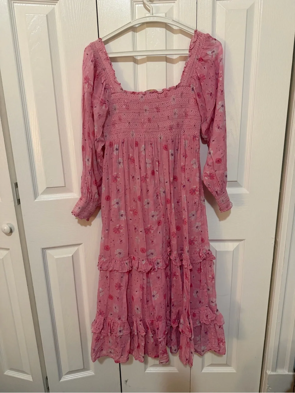 Loveshackfancy Miri Midi Dress Pink Floral Extra Small - Picture 3 of 4